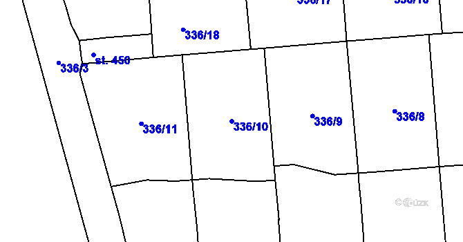 Parcela st. 336/10 v KÚ Osek u Rokycan, Katastrální mapa