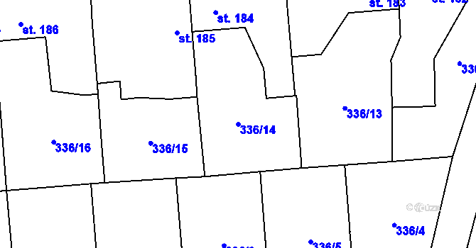 Parcela st. 336/14 v KÚ Osek u Rokycan, Katastrální mapa