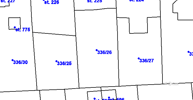 Parcela st. 336/26 v KÚ Osek u Rokycan, Katastrální mapa