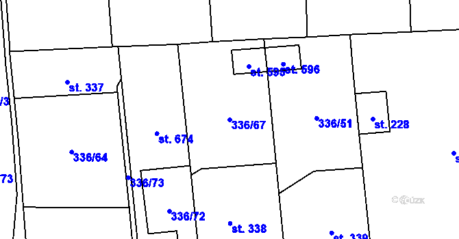 Parcela st. 336/67 v KÚ Osek u Rokycan, Katastrální mapa