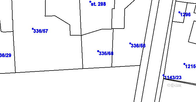 Parcela st. 336/68 v KÚ Osek u Rokycan, Katastrální mapa