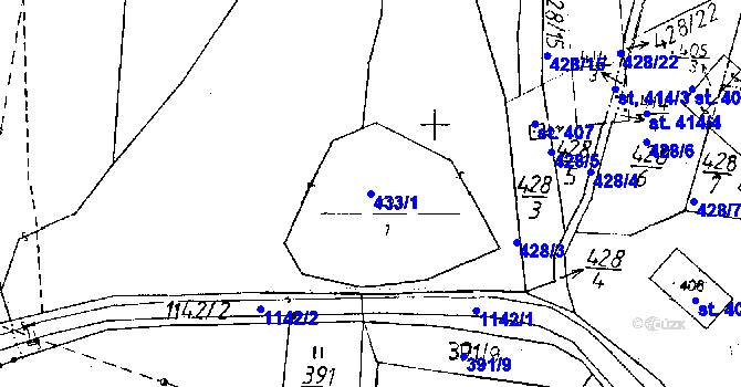 Parcela st. 433/1 v KÚ Osek u Rokycan, Katastrální mapa