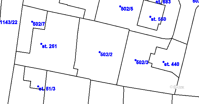 Parcela st. 502/2 v KÚ Osek u Rokycan, Katastrální mapa