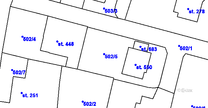 Parcela st. 502/5 v KÚ Osek u Rokycan, Katastrální mapa