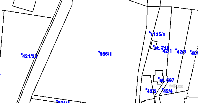 Parcela st. 566/1 v KÚ Osek u Rokycan, Katastrální mapa