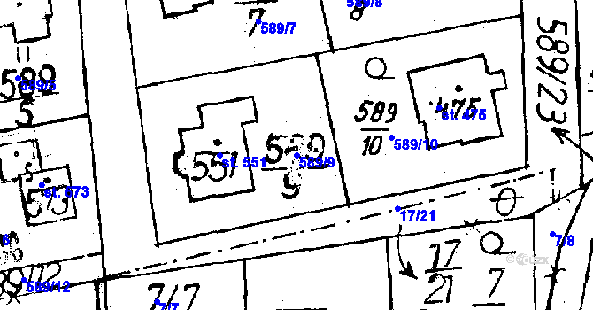 Parcela st. 589/9 v KÚ Osek u Rokycan, Katastrální mapa