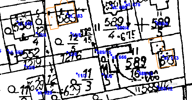 Parcela st. 589/15 v KÚ Osek u Rokycan, Katastrální mapa