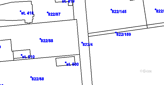 Parcela st. 822/4 v KÚ Osek u Rokycan, Katastrální mapa