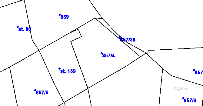 Parcela st. 857/4 v KÚ Osek u Rokycan, Katastrální mapa