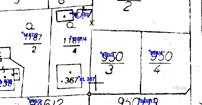 Parcela st. 950/3 v KÚ Osek u Rokycan, Katastrální mapa