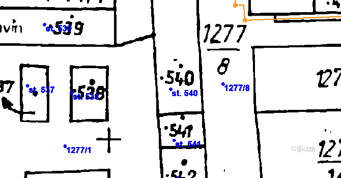 Parcela st. 540 v KÚ Osek u Rokycan, Katastrální mapa