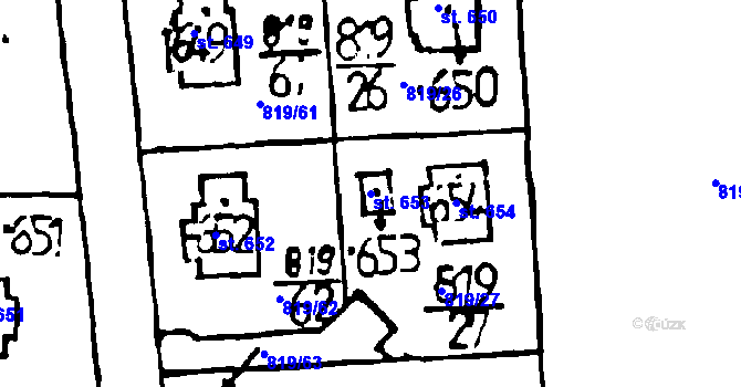 Parcela st. 653 v KÚ Osek u Rokycan, Katastrální mapa