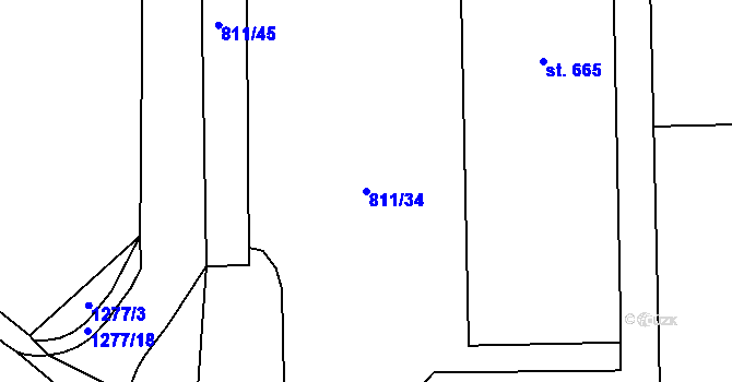 Parcela st. 811/34 v KÚ Osek u Rokycan, Katastrální mapa