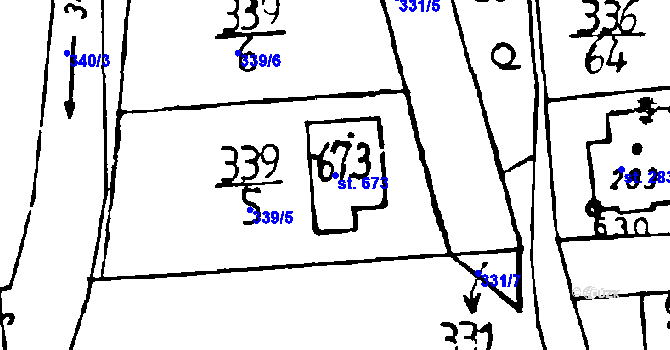 Parcela st. 673 v KÚ Osek u Rokycan, Katastrální mapa