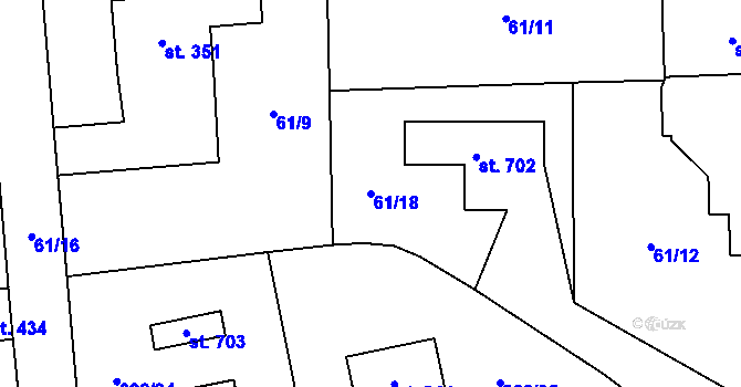Parcela st. 61/18 v KÚ Osek u Rokycan, Katastrální mapa