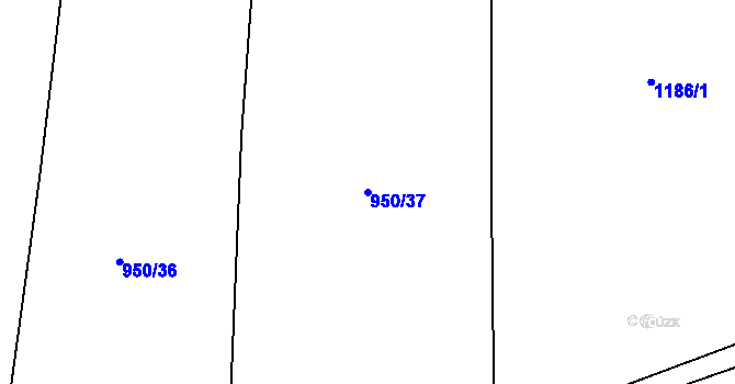 Parcela st. 950/37 v KÚ Osek u Rokycan, Katastrální mapa