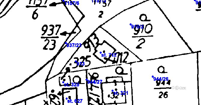 Parcela st. 712 v KÚ Osek u Rokycan, Katastrální mapa