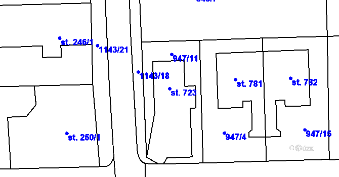 Parcela st. 723 v KÚ Osek u Rokycan, Katastrální mapa