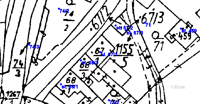 Parcela st. 67/1 v KÚ Osek u Rokycan, Katastrální mapa