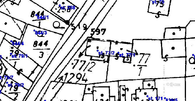 Parcela st. 77/2 v KÚ Osek u Rokycan, Katastrální mapa