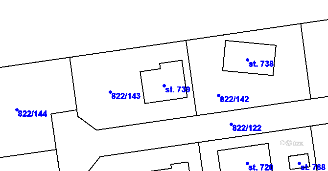 Parcela st. 739 v KÚ Osek u Rokycan, Katastrální mapa