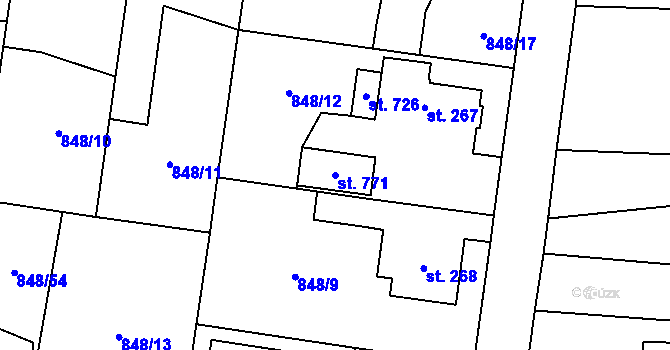 Parcela st. 771 v KÚ Osek u Rokycan, Katastrální mapa
