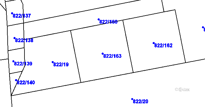 Parcela st. 822/163 v KÚ Osek u Rokycan, Katastrální mapa