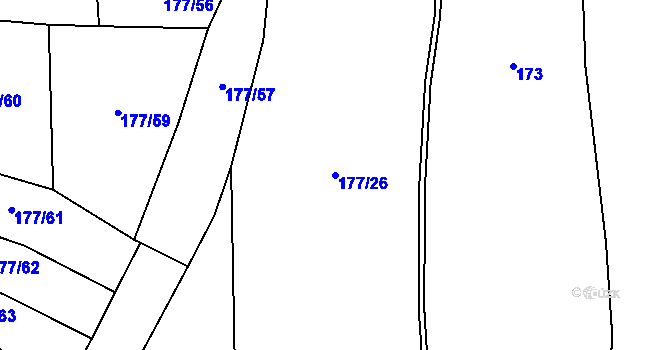 Parcela st. 177/26 v KÚ Osek u Rokycan, Katastrální mapa