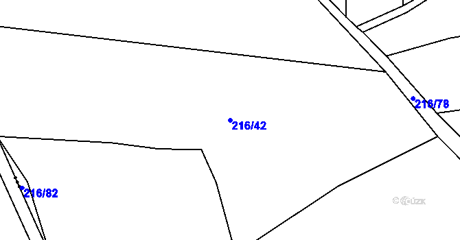 Parcela st. 216/42 v KÚ Osek u Rokycan, Katastrální mapa