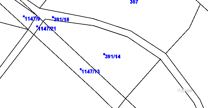 Parcela st. 391/14 v KÚ Osek u Rokycan, Katastrální mapa