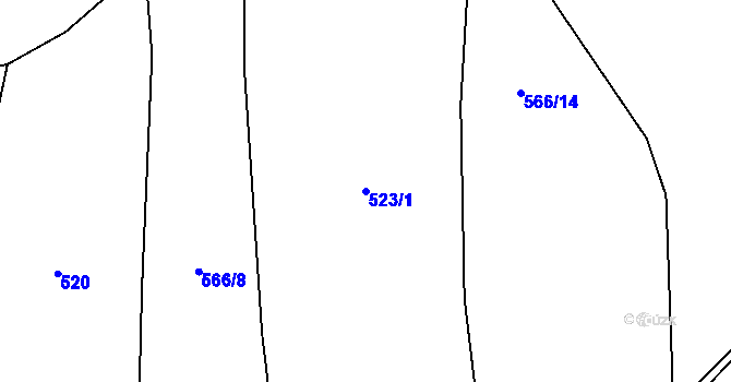 Parcela st. 523/1 v KÚ Osek u Rokycan, Katastrální mapa
