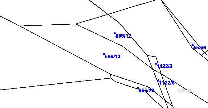 Parcela st. 566/13 v KÚ Osek u Rokycan, Katastrální mapa
