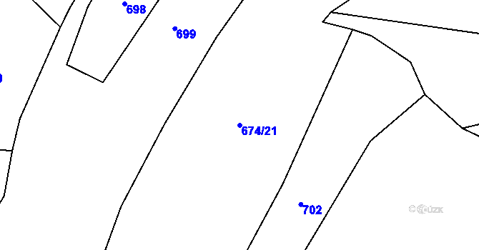 Parcela st. 674/21 v KÚ Osek u Rokycan, Katastrální mapa