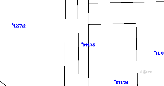 Parcela st. 811/45 v KÚ Osek u Rokycan, Katastrální mapa
