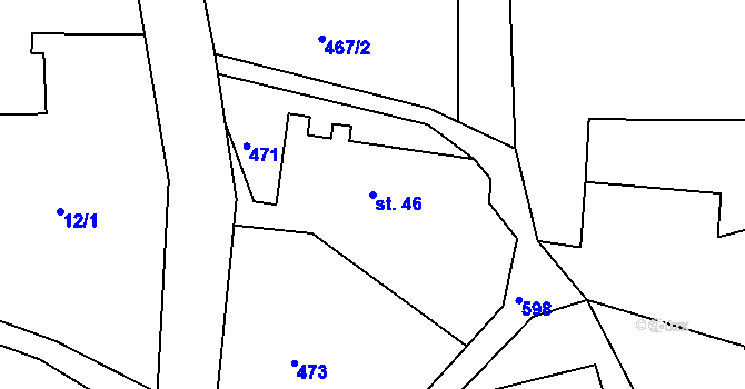 Parcela st. 46 v KÚ Dlouhá Louka, Katastrální mapa