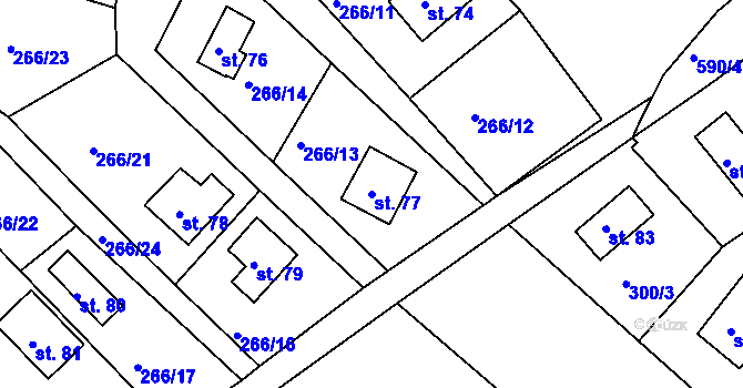 Parcela st. 77 v KÚ Dlouhá Louka, Katastrální mapa