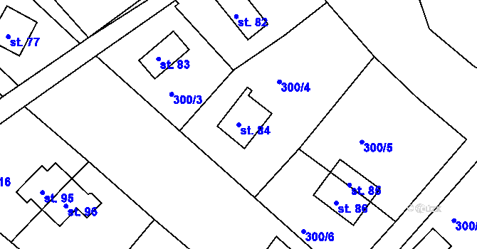 Parcela st. 84 v KÚ Dlouhá Louka, Katastrální mapa