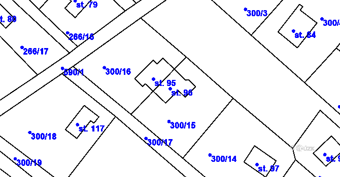 Parcela st. 96 v KÚ Dlouhá Louka, Katastrální mapa