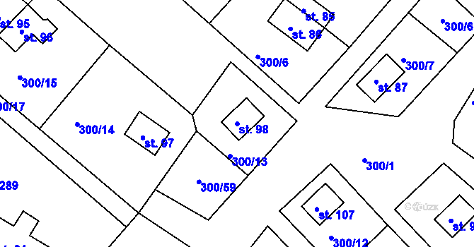 Parcela st. 98 v KÚ Dlouhá Louka, Katastrální mapa