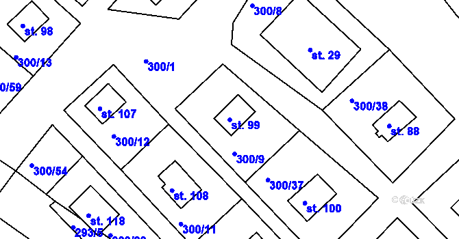 Parcela st. 99 v KÚ Dlouhá Louka, Katastrální mapa