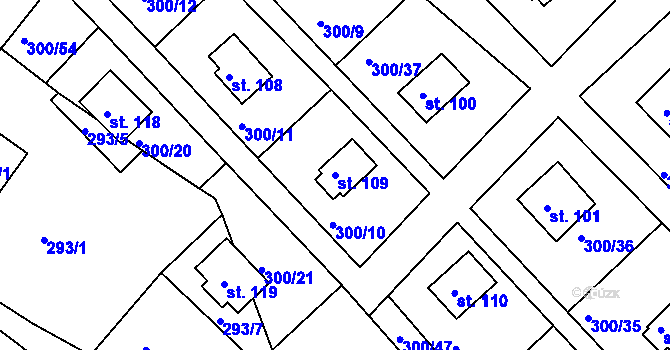 Parcela st. 109 v KÚ Dlouhá Louka, Katastrální mapa
