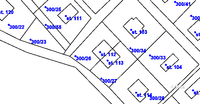 Parcela st. 112 v KÚ Dlouhá Louka, Katastrální mapa