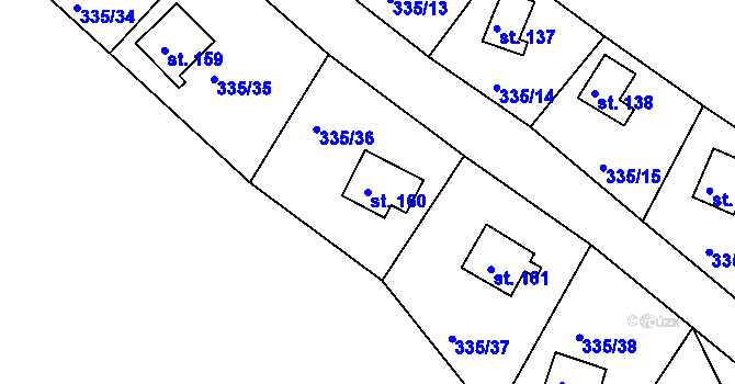 Parcela st. 160 v KÚ Dlouhá Louka, Katastrální mapa