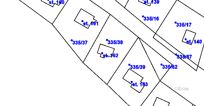Parcela st. 162 v KÚ Dlouhá Louka, Katastrální mapa