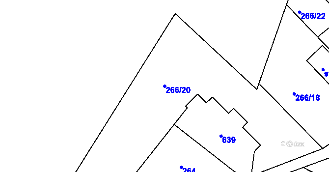 Parcela st. 266/20 v KÚ Dlouhá Louka, Katastrální mapa
