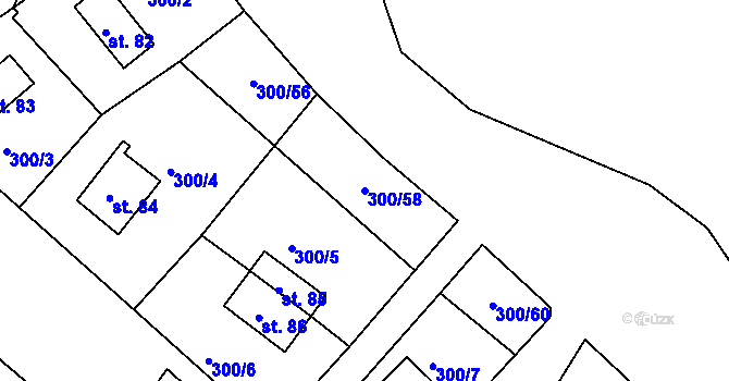 Parcela st. 300/58 v KÚ Dlouhá Louka, Katastrální mapa