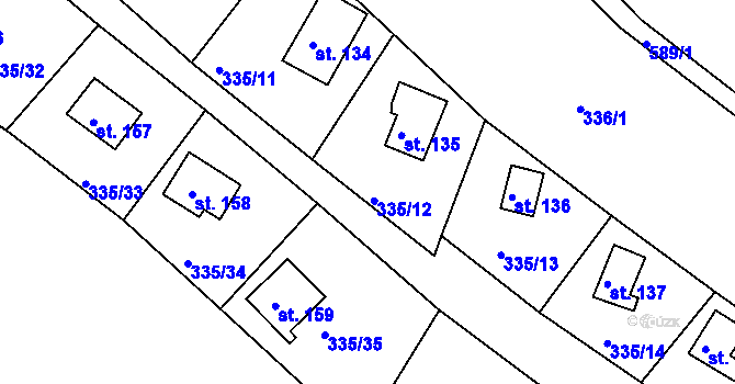 Parcela st. 335/58 v KÚ Dlouhá Louka, Katastrální mapa