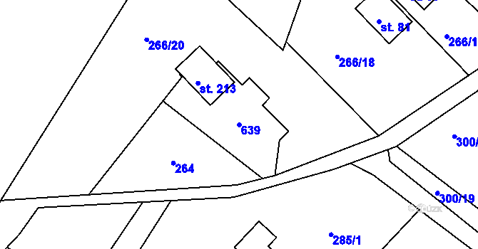 Parcela st. 639 v KÚ Dlouhá Louka, Katastrální mapa
