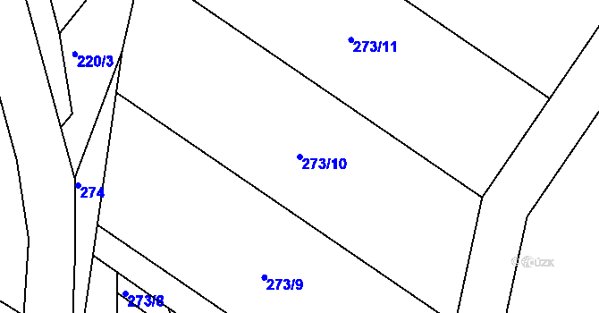 Parcela st. 273/10 v KÚ Dlouhá Louka, Katastrální mapa