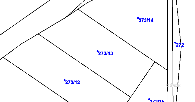 Parcela st. 273/13 v KÚ Dlouhá Louka, Katastrální mapa